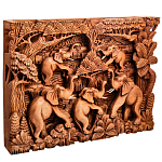 Панно из дерева пять слонов Panel With Animals варинант исполнения - 2 | Loft Concept в Екатеринбурге