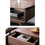 Кофейный стол из дерева с ящиком и нишей для хранения Coffee Walnut Table варинант исполнения - 4 | Loft Concept в Екатеринбурге