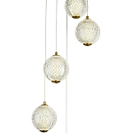 Каскадная люстра с 5-ю плафонами из акрила в виде шара Felice Chandelier Brass варинант исполнения - 2 | Loft Concept в Екатеринбурге