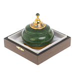 Икорница с крышкой с гравировкой из натурального камня Нефрит Decorative Cavair Dishes варинант исполнения - 3 | Loft Concept в Екатеринбурге