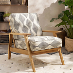 Кресло с каркасом из массива дуба Deniaud Oak Rhombus Beige Armchair варинант исполнения - 6 | Loft Concept в Екатеринбурге