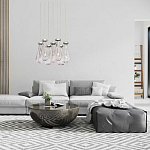 Люстра с 7-ю прозрачными плафонами из стекла в форме капли на круглом потолочном основании цвета хром Lucid Rain  варинант исполнения - 11 | Loft Concept в Екатеринбурге