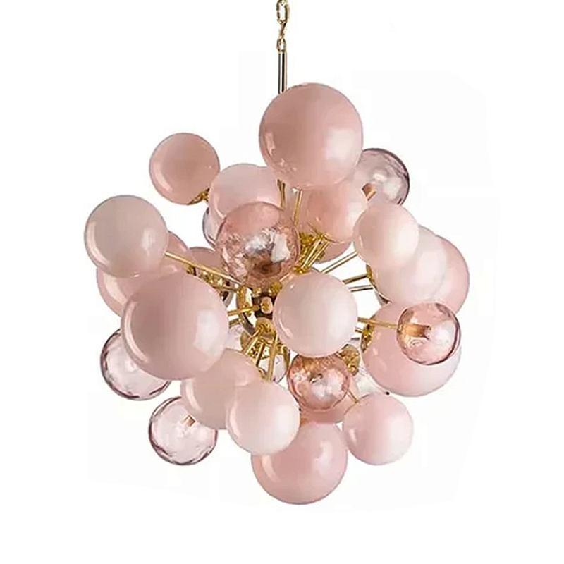 Люстра розовые шары на золотом каркасе Pink Light Bubbles Розовый Люстра розовые шары на золотом каркасе Pink Light Bubbles Розовый в Екатеринбурге | Loft Concept