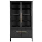 Витрина Primo со стеклянными фасадами и буфетом шпон Черный дуб варинант исполнения - 1 | Loft Concept в Екатеринбурге