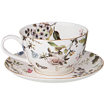 Чайный сервиз из фарфора белый с рисунком цветов на 6 персон 14 предметов Garden Whisper Porcelain Set  варинант исполнения - 1 | Loft Concept в Екатеринбурге