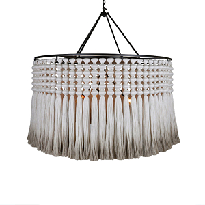 Люстра серая плетеная с кисточками Boho Tassel Chandelier