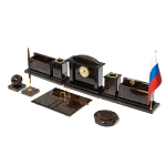Настольный письменный набор с часами из природного камня обсидиана  Gift for Manager варинант исполнения - 2 | Loft Concept в Екатеринбурге