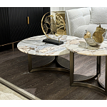 Столик журнальный с круглой мраморной столешницей Unique Stone Design варинант исполнения - 8 | Loft Concept в Екатеринбурге