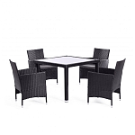 Обеденный комплект из искуственного ротанга Vintara черный варинант исполнения - 1 | Loft Concept в Екатеринбурге