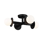 Потолочный светильник с тремя белыми матовыми стеклянными плафонами в форме шаров на черном основании Generation Lighting варинант исполнения - 2 | Loft Concept в Екатеринбурге