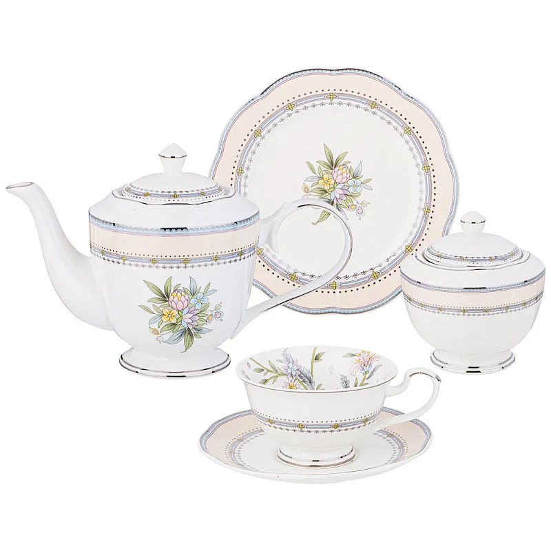 Чайный сервиз из фарфора на 6 персон 20 предметов Tea Flower Set Мульти в Екатеринбурге | Loft Concept 