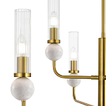 Люстра с 6-ю плафонами в форме стеклянных трубок и мраморных декоративных элементов Montreal варинант исполнения - 5 | Loft Concept в Екатеринбурге