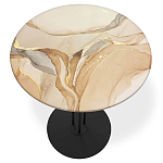 Стол журнальный круглый с бежевой столешницей из стекла Beige Marble варинант исполнения - 2 | Loft Concept в Екатеринбурге