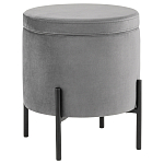 Серый пуф на черных ножках SANJAY варинант исполнения - 1 | Loft Concept в Екатеринбурге