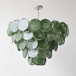 Люстра из зеленых стеклянных дисков с перламутровым эффектом Green Glowing Glaze варинант исполнения - 5 | Loft Concept в Екатеринбурге