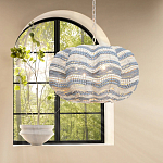 Круглая люстра волнистой формы декорированная бусами Blue White Stripes Wavy Chandelier варинант исполнения - 3 | Loft Concept в Екатеринбурге