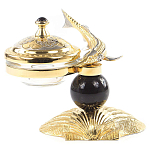 Икорница с декором "Стерлядка на ракушке" с гравировкой на подставке из натурального камня Обсидиан Decorative Cavair Dishes варинант исполнения - 1 | Loft Concept в Екатеринбурге