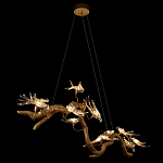 Люстра подвесная линейная с прозрачными стеклянными птичками на ветвях Serip Voa варинант исполнения - 5 | Loft Concept в Екатеринбурге