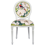 Стул светло-серый из натурального бука с изображением птиц и цветов Blooming Red Birds варинант исполнения - 1 | Loft Concept в Екатеринбурге