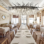 Люстра черная овальная с прозрачными стеклянными подвесками в форме капель FAIRYTREE Light варинант исполнения - 1 | Loft Concept в Екатеринбурге