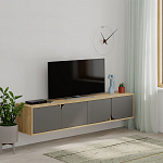 ТВ-тумба подвесная цвета древесины с 4-мя темно-серыми дверцами SPARK TV STAND OAK ANTHRACITE варинант исполнения - 3 | Loft Concept в Екатеринбурге