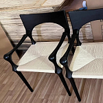 Стул дизайнерский с плетеным сидением Kronos Dining Chair Black варинант исполнения - 2 | Loft Concept в Екатеринбурге
