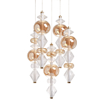 Люстра с плафонами из прозрачного и янтарного стекла в виде шаров и ромбов Gabriel Scott Luna варинант исполнения - 1 | Loft Concept в Екатеринбурге