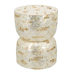 Приставной столик с мозаичным рисунком из раковин устриц Bone Inlay варинант исполнения - 1 | Loft Concept в Екатеринбурге