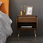 Прикроватная деревянная тумба с ящиком и нишей для хранения Moon Walnut Furniture варинант исполнения - 1 | Loft Concept в Екатеринбурге