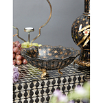 Блюдо черного цвета из фрафора на бронзовых ножках Eden Garden porcelain and bronze варинант исполнения - 3 | Loft Concept в Екатеринбурге