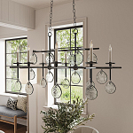 Люстра подвесная с 8-ю лампами и стеклянными круглыми подвесками Currey & Company варинант исполнения - 3 | Loft Concept в Екатеринбурге