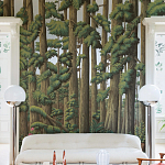 Обои ручная роспись Redwoods Sequoia on Sterling Silver gilded paper варинант исполнения - 3 | Loft Concept в Екатеринбурге