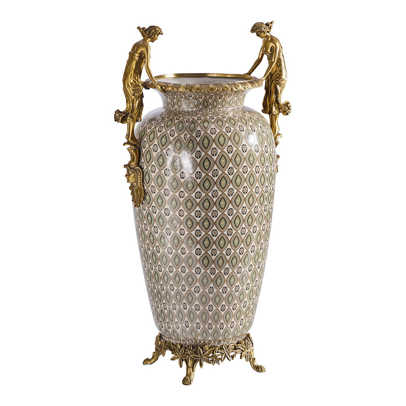 Ваза из фарфора декорированная ручками в виде девушек Paradise Maiden Бронза Мульти в Екатеринбурге | Loft Concept 