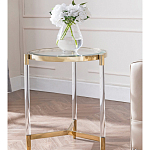 Золотой приставной столик с круглой стеклянной столешницей Weightless Table варинант исполнения - 8 | Loft Concept в Екатеринбурге