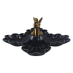 Менажница темно-синяя фарфоровая с бронзовой фигуркой ангела Eden Garden варинант исполнения - 1 | Loft Concept в Екатеринбурге