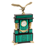 Часы настольные из натурального камня Малахит с декором в виде орла Eagle Stone Clock варинант исполнения - 2 | Loft Concept в Екатеринбурге