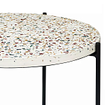 Кофейный столик с круглой разноцветной столешницей на 4-х черных ножках Multicolored Stone Composite варинант исполнения - 2 | Loft Concept в Екатеринбурге