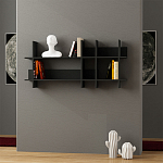 Полка прямая подвесная двухъярусная цвета антрацит BEADS BOOKCASE ANTHRACITE варинант исполнения - 1 | Loft Concept в Екатеринбурге
