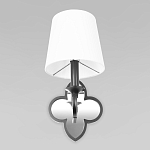 Бра с белым текстильным абажуром и декоративным основанием в виде четырехлистника с зеркальной вставкой Vitorino варинант исполнения - 10 | Loft Concept в Екатеринбурге