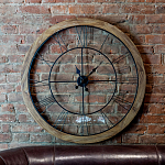 Часы настенные деревянные с римскими цифрами чёрного цвета Clock with History варинант исполнения - 2 | Loft Concept в Екатеринбурге