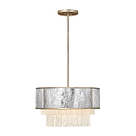 Люстра круглая с подвесками из текстурированного стекла молочного цвета Hinkley варинант исполнения - 9 | Loft Concept в Екатеринбурге