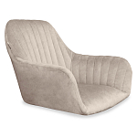 Барный стул со спинкой и подлокотниками на 4-х коричневых деревянных ножках Бежевый Велюр Ava Charm варинант исполнения - 5 | Loft Concept в Екатеринбурге