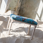 Банкетка из массива бука с цветочным принтом Turquoise Beige Chinoiserie Imperial  Garden Banquette варинант исполнения - 5 | Loft Concept в Екатеринбурге