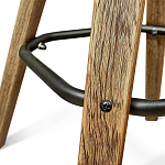 Барный стул со спинкой и металлической подставкой на 4-х деревянных ножках Зеленый Велюр Vendramin Chair варинант исполнения - 7 | Loft Concept в Екатеринбурге