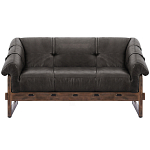 Двухместный диван Duncan винтажная черная кожа варинант исполнения - 1 | Loft Concept в Екатеринбурге