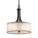 Люстра подвесная с двойным круглым плафоном из органзы и матового стекла Kichler варинант исполнения - 5 | Loft Concept в Екатеринбурге