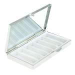 Таблетница карманная прямоугольная на 7 отделений с зеркалом и накладкой из натурального камня Содалит Silver Stone Pillboxes варинант исполнения - 2 | Loft Concept в Екатеринбурге