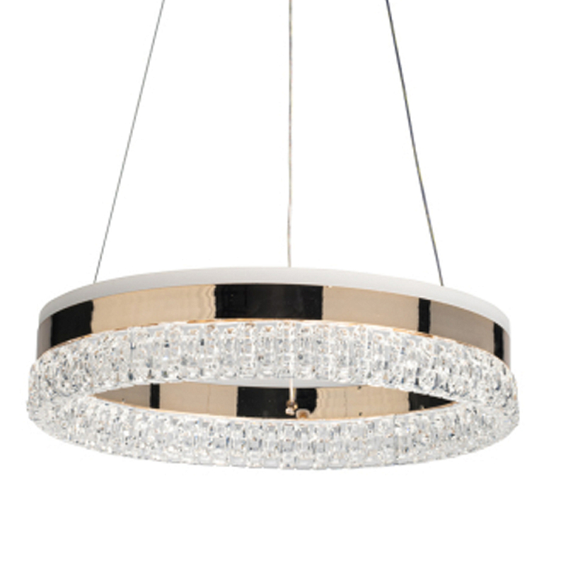 Люстра в виде кольца золотого цвета с прозрачными вставками Radiant Rail Прозрачный Золотой в Екатеринбурге | Loft Concept 