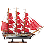 Декоративная модель деревянного парусника с красными парусами в подарочной упаковке With The low варинант исполнения - 1 | Loft Concept в Екатеринбурге