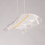 Люстра линейная с 3-мя белыми волнистыми плафонами Wave Line варинант исполнения - 7 | Loft Concept в Екатеринбурге